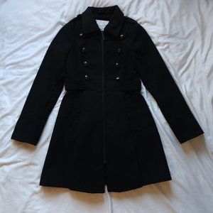 American Rag Military Coat with optional Faux-Fur Collar- Color Black -Size XS